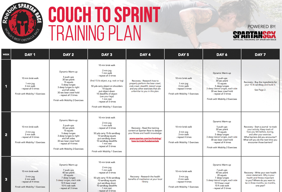 Couch to Sprint training plan
